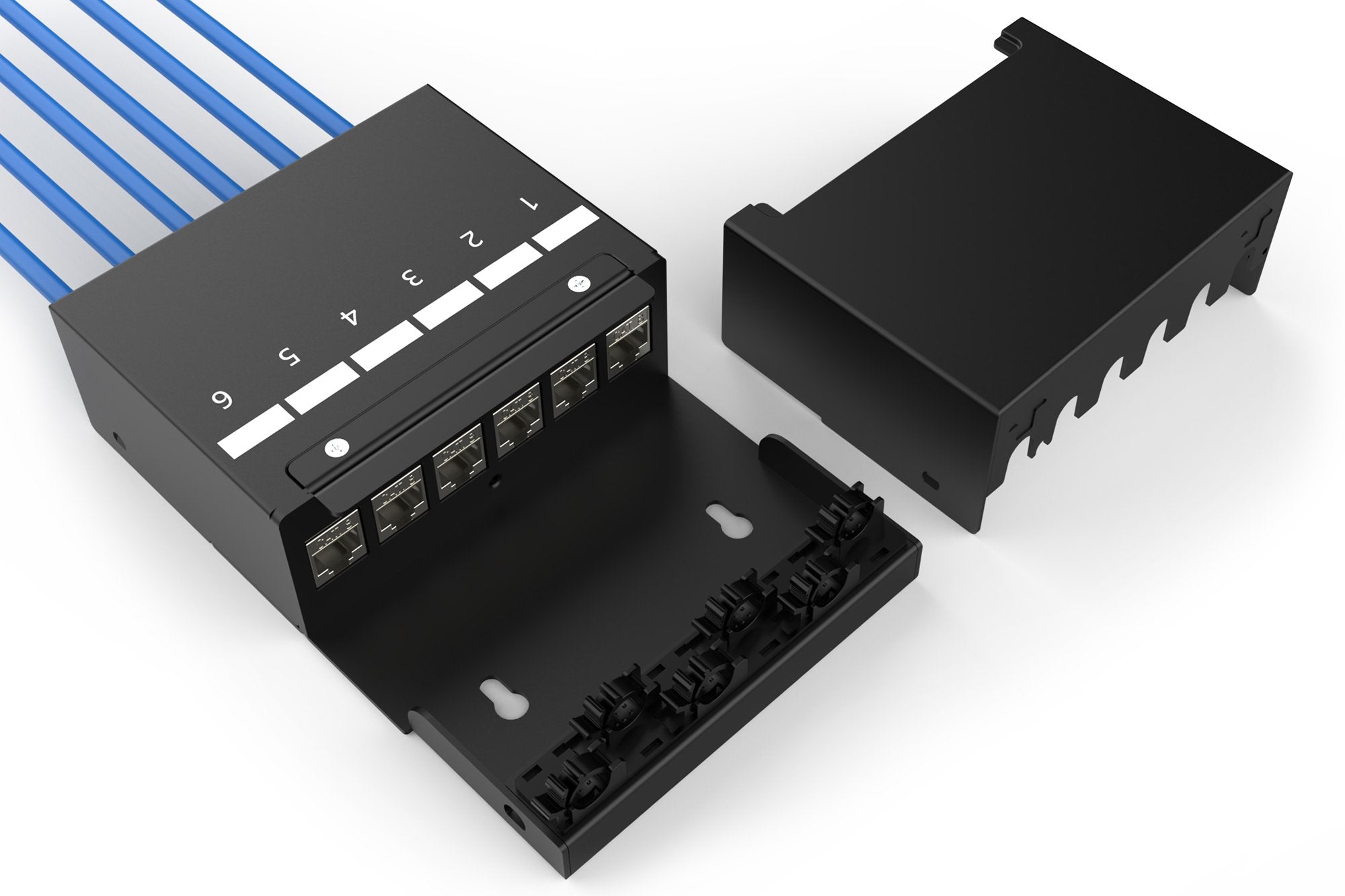 Digitus Consolidation Point Box, 6-Port Keystone Modules With Intelligent Cable Manager, Black