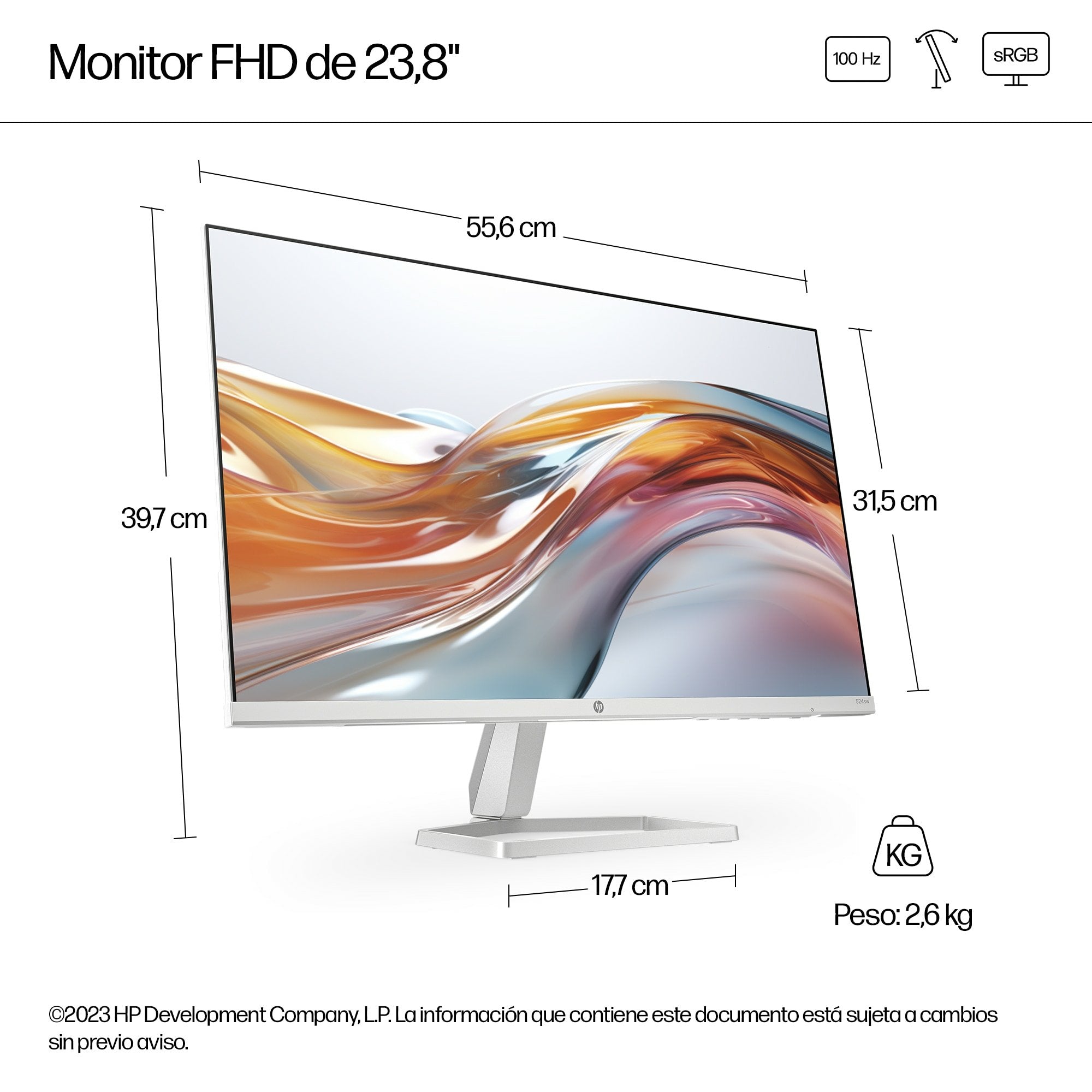 EAN 0197498936666 - HP Series 5 23.8 inch FHD White Monitor - 524sw pantalla para PC 60,5 cm (23.8") 1920 x 1080 Pixeles Full imagen 8