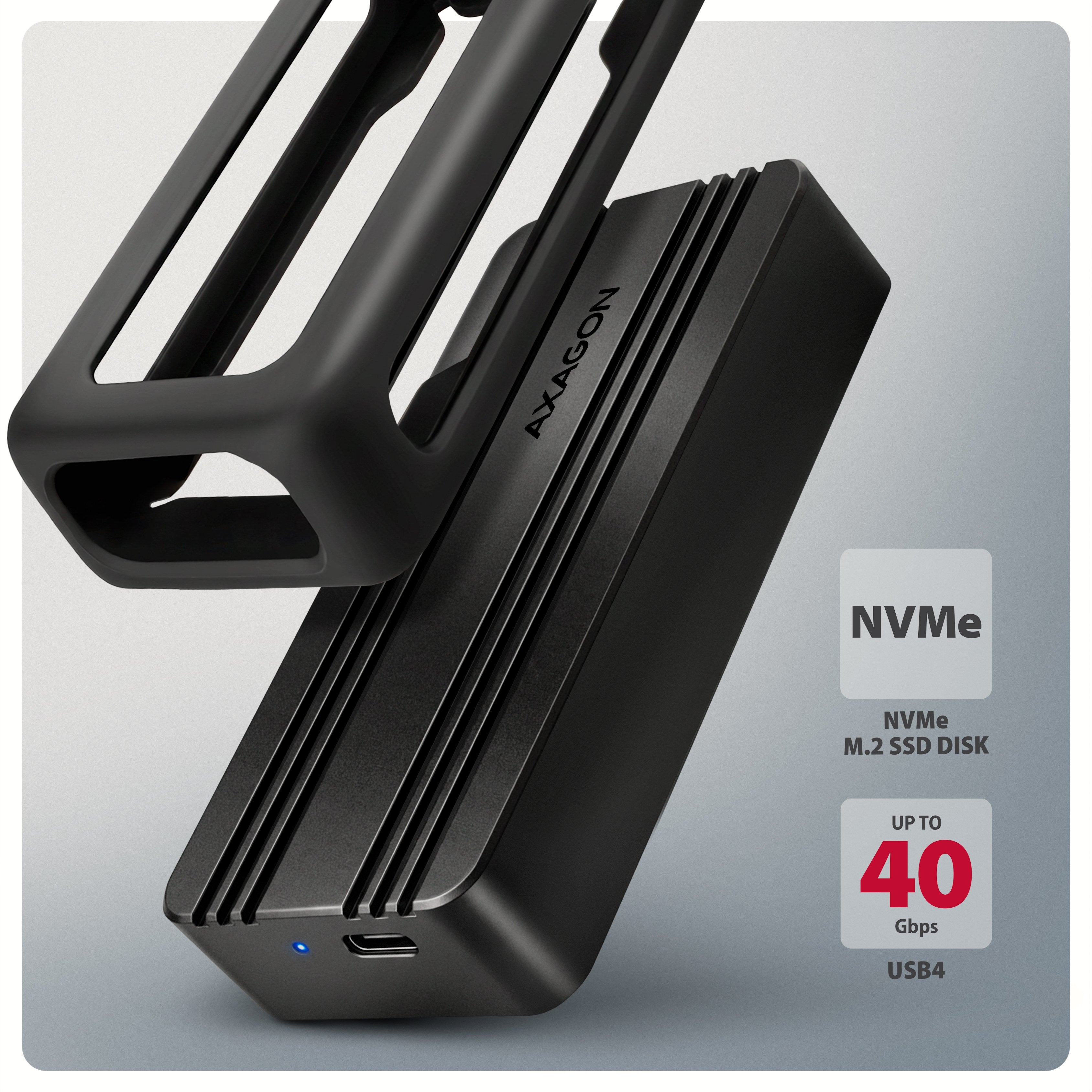 Axagon Eem2-40g Usb-C 40gbps External Enclosure For M.2 Nvme Ssd