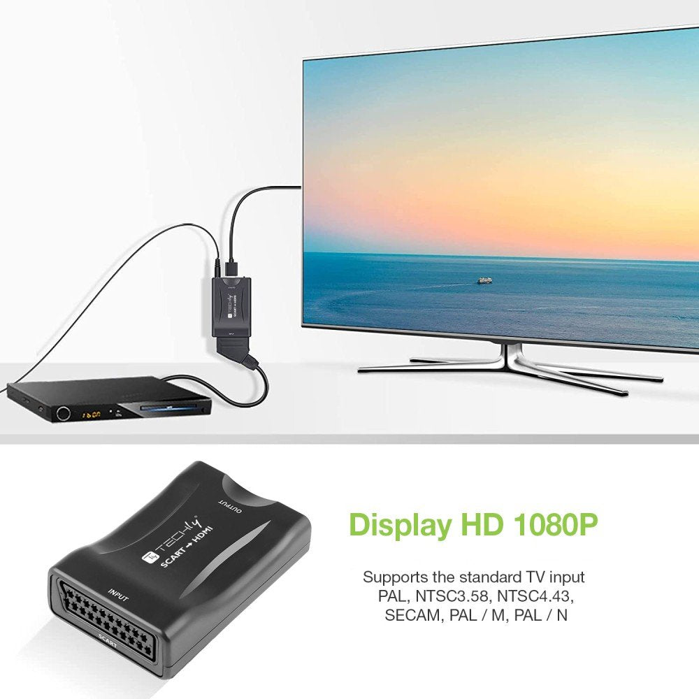 Techly Compact Converter Scart To Hdmi Scaler 720p 1080p
