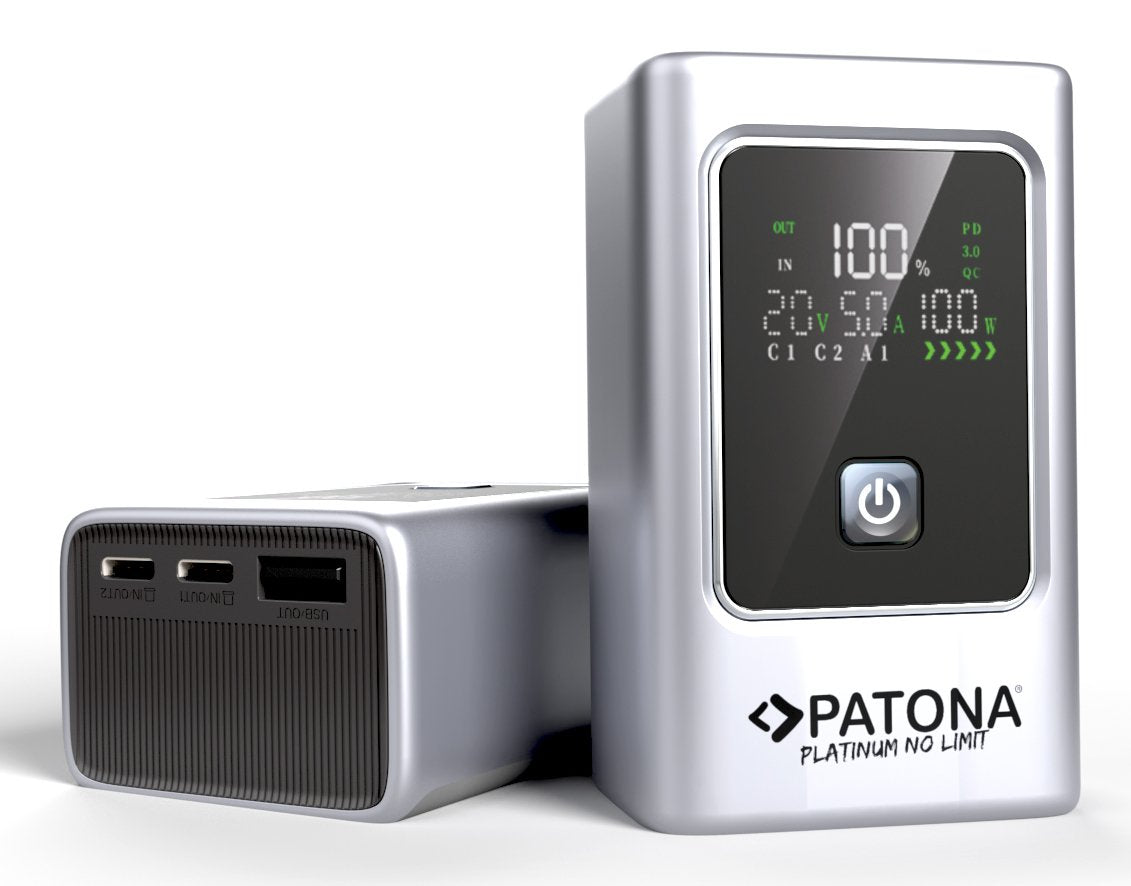 Patona Platinum Powerbank Luxury One Pd35  10000mah  Pd 35w  Usb-C + Usb-A Plateado, Negro