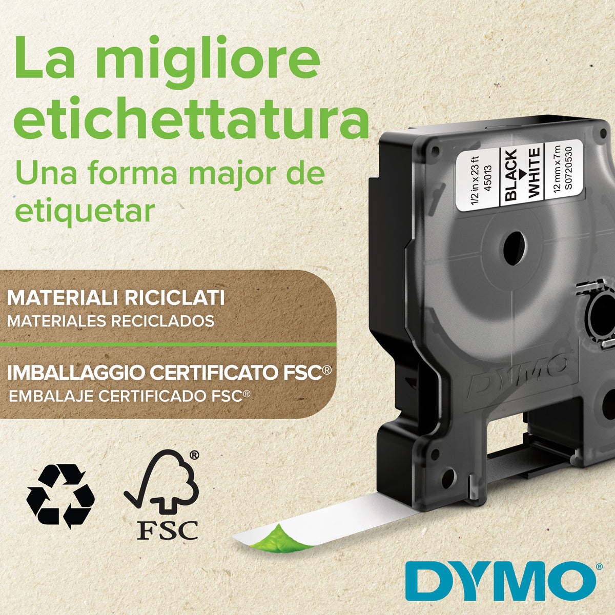 EAN 5411313450133 - DYMO D1 Standard - Black on White - 12mm cinta para impresora de etiquetas Negro sobre blanco imagen 3