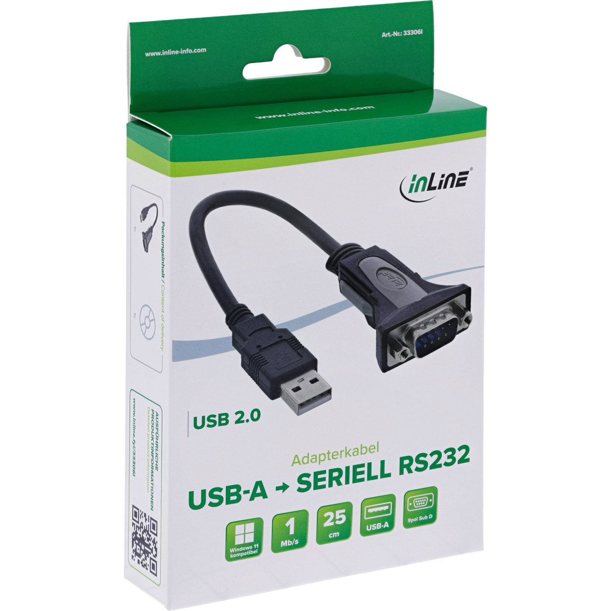 Adaptador Inline Usb 2.0 A Serie Usb Tipo A Macho A Db9 Macho 0,25 M