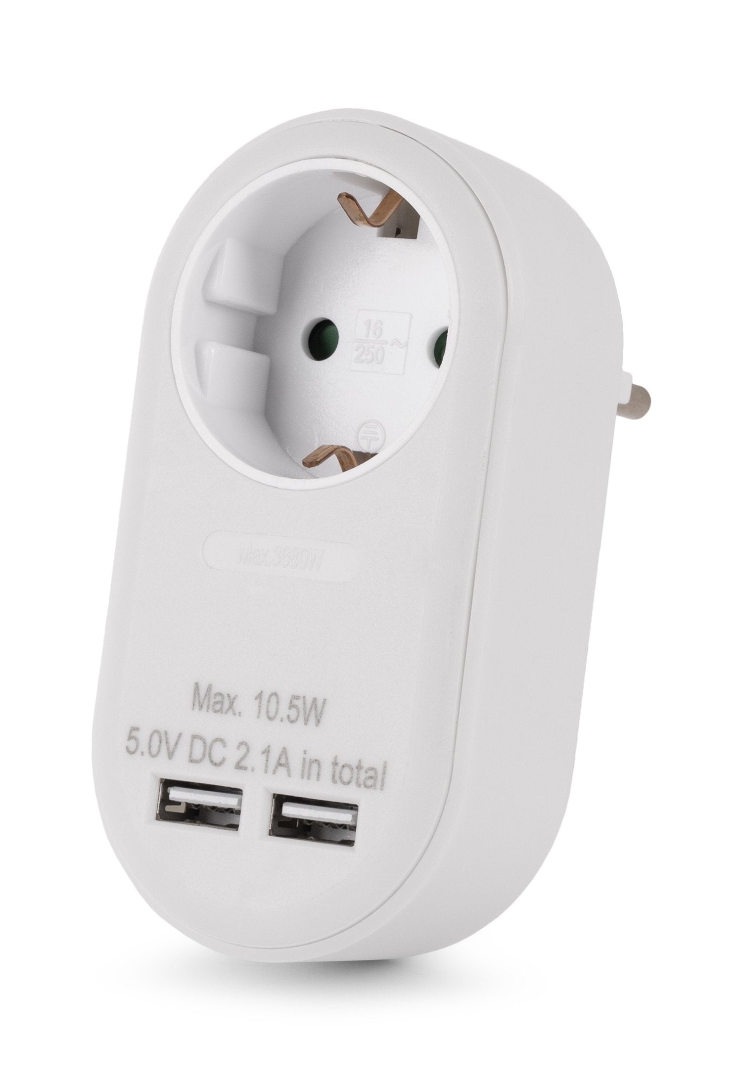 Entac Meckdosenadaptador + 2x Usb-A Blanco