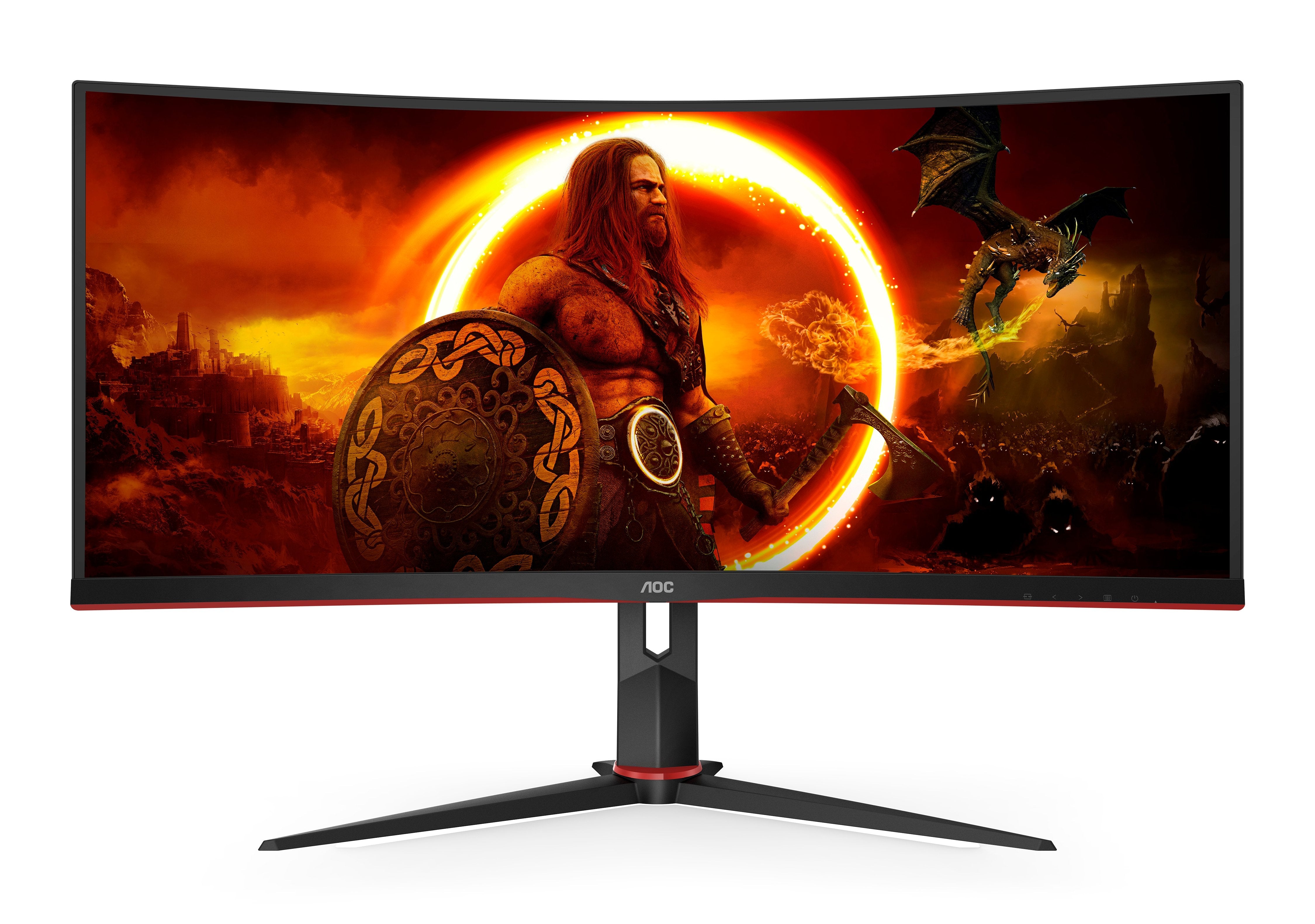 Monitor Aoc Cu34g2xp Bk 34" 3440x1440 Va 180hz High Adjustable Stand Hdr400 Freesync Premium Usb Hub 4x3.0 2xdp 2xhdmi