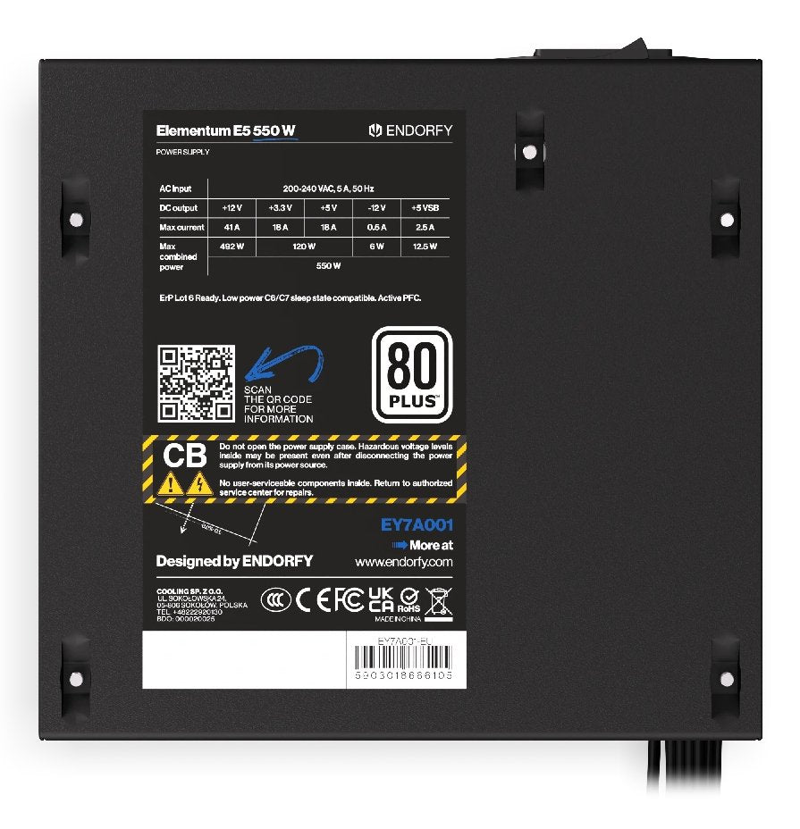 EAN 5903018666112 - ENDORFY Elementum E5 450W unidad de fuente de alimentación 24-pin ATX ATX Negro imagen 6