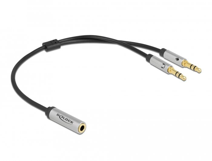 EAN 4043619667406 - DeLOCK 66740 cable de audio 0,25 m 3,5mm 2 x 3.5mm Negro, Plata imagen 1