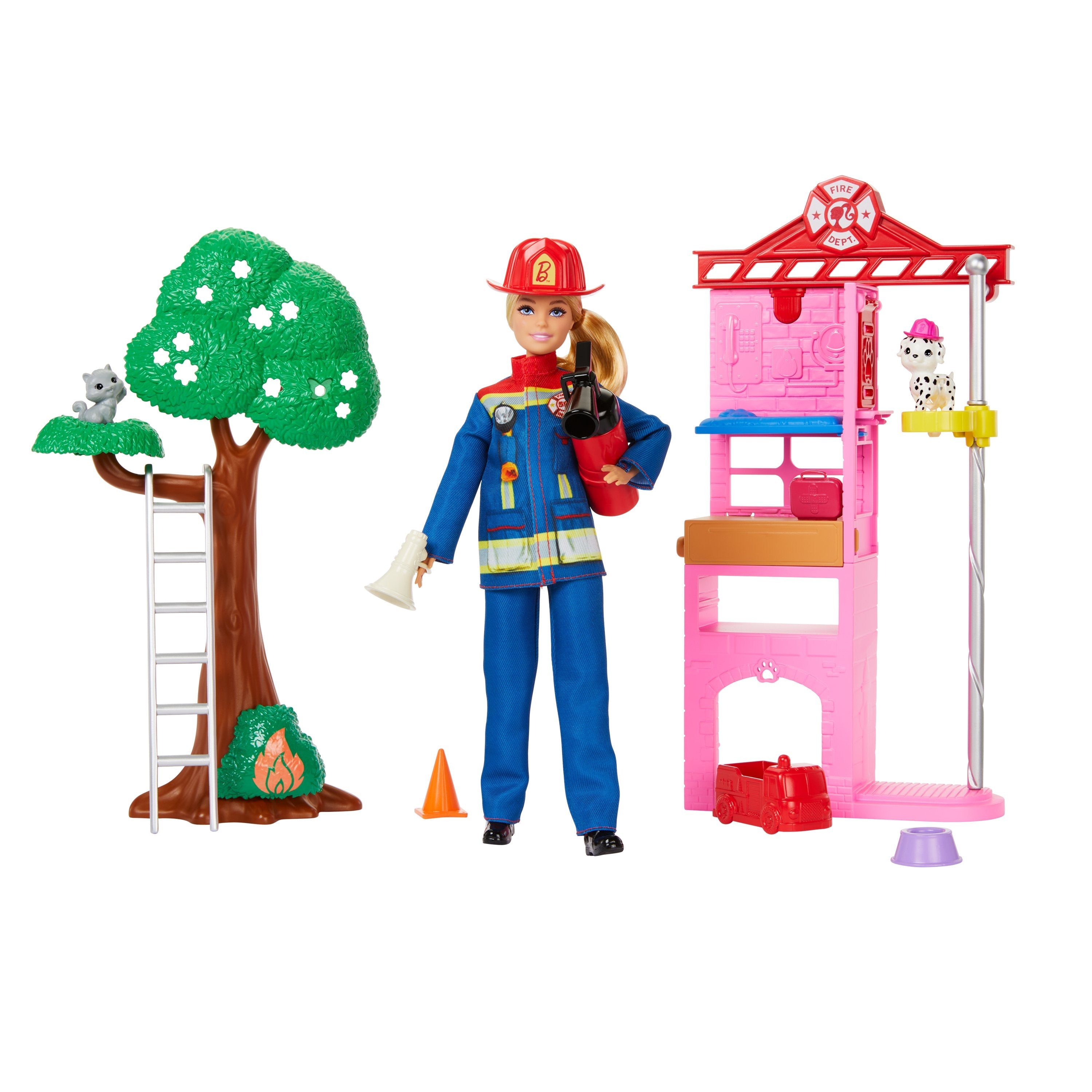 Muñeca Bombera Estacion De Bomberos Barbie