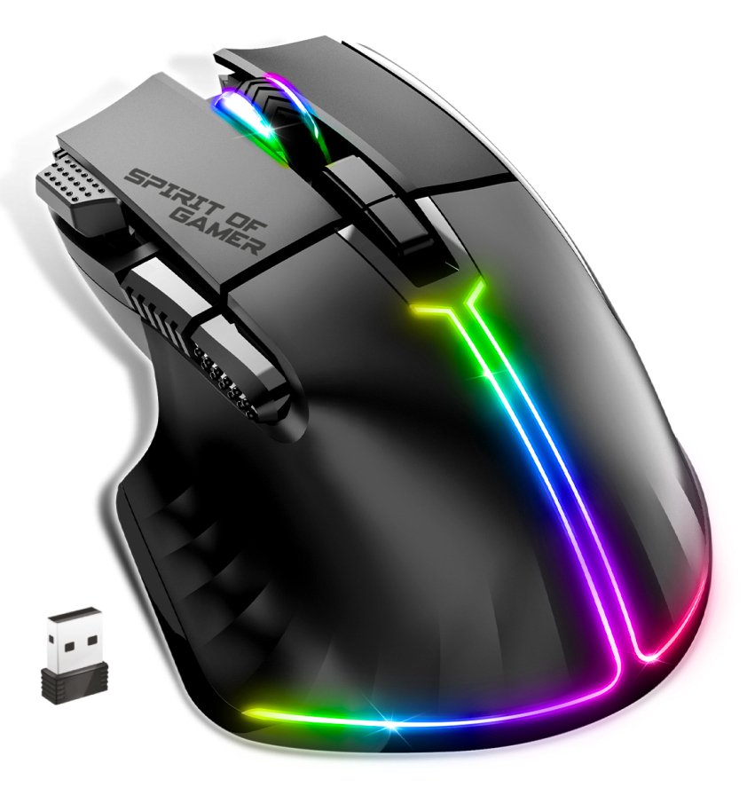 EAN 3700104455733 - Spirit of Gamer PRO M5 DARK WIRELESS ratón Juego mano derecha RF Wireless + Bluetooth + USB Type-C Óptico imagen 2