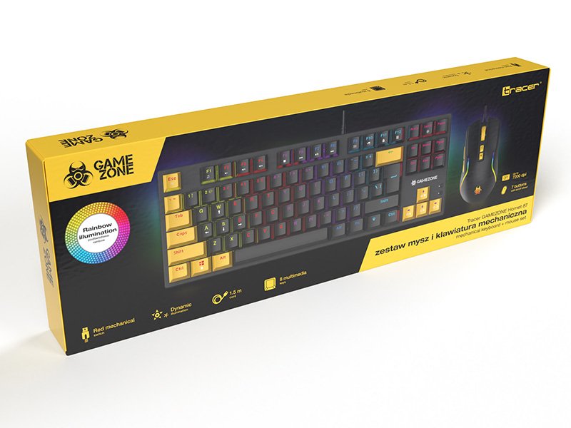 EAN 5907512873281 - Tracer HORNET 87 teclado Ratón incluido Juego USB QWERTY Inglés Negro, Amarillo imagen 9