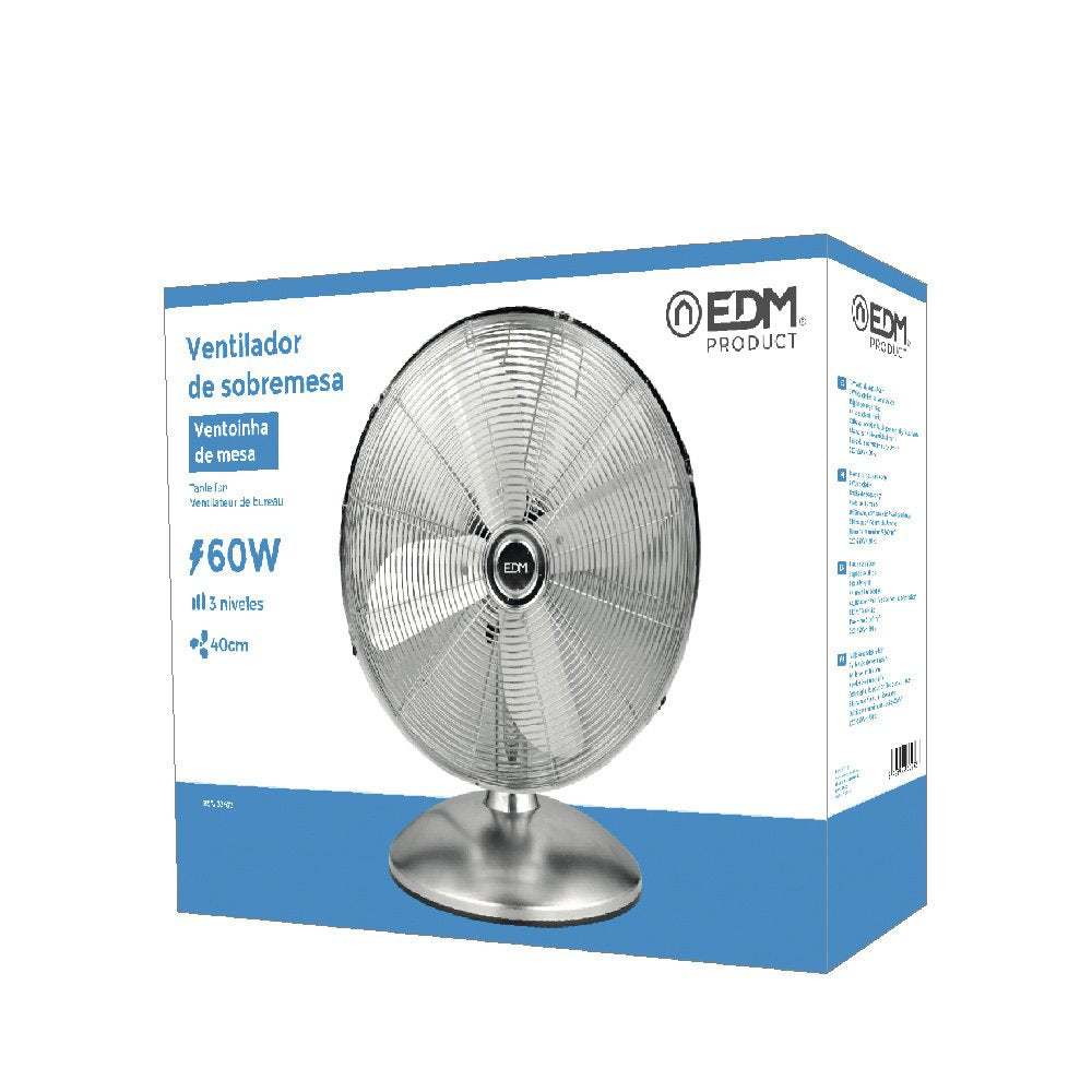 Ventilador De Sobremesa Cromado 60w Ø Aspas 40 Cm Edm