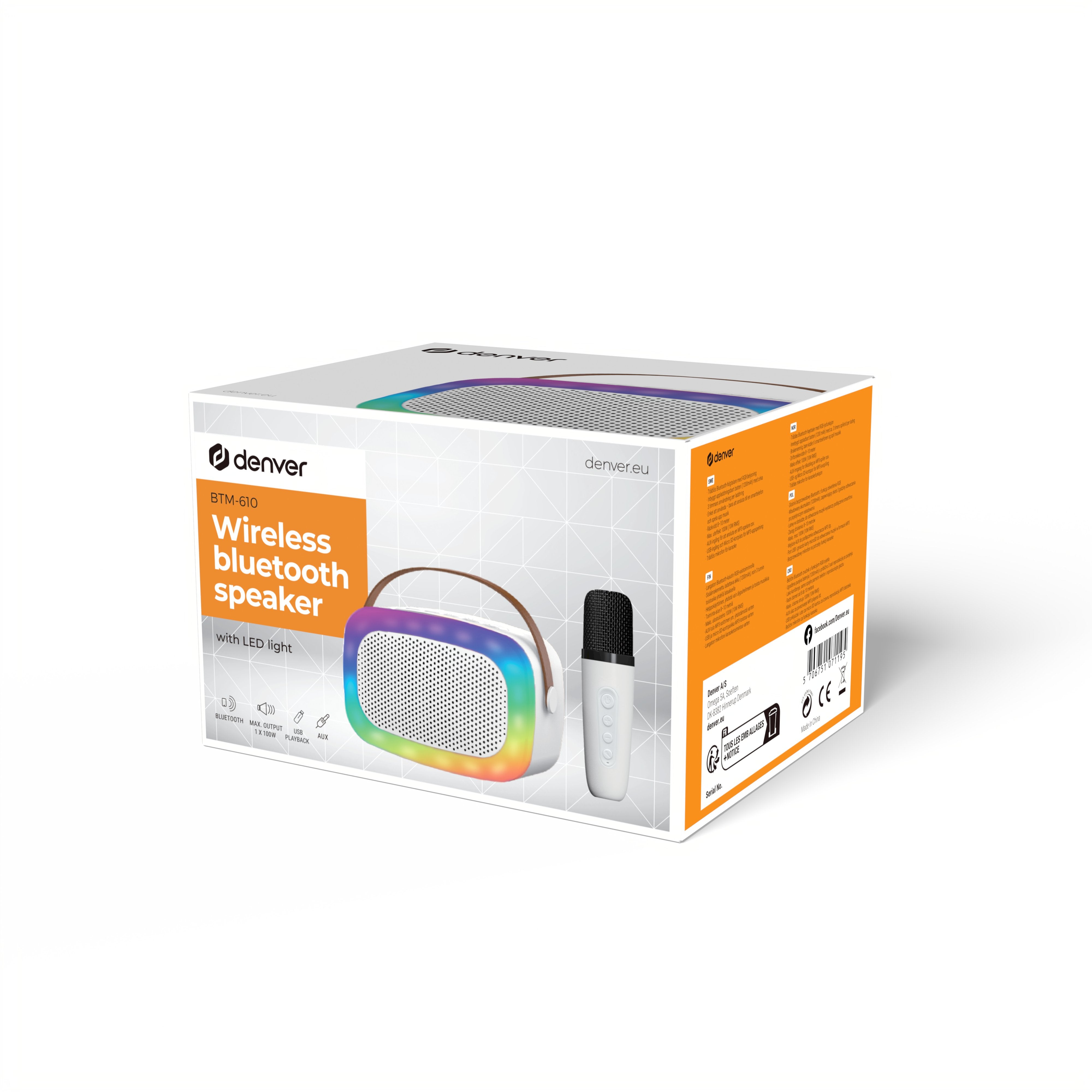 Altavoz Bluetooth Denver Btm 610 100w Microfono