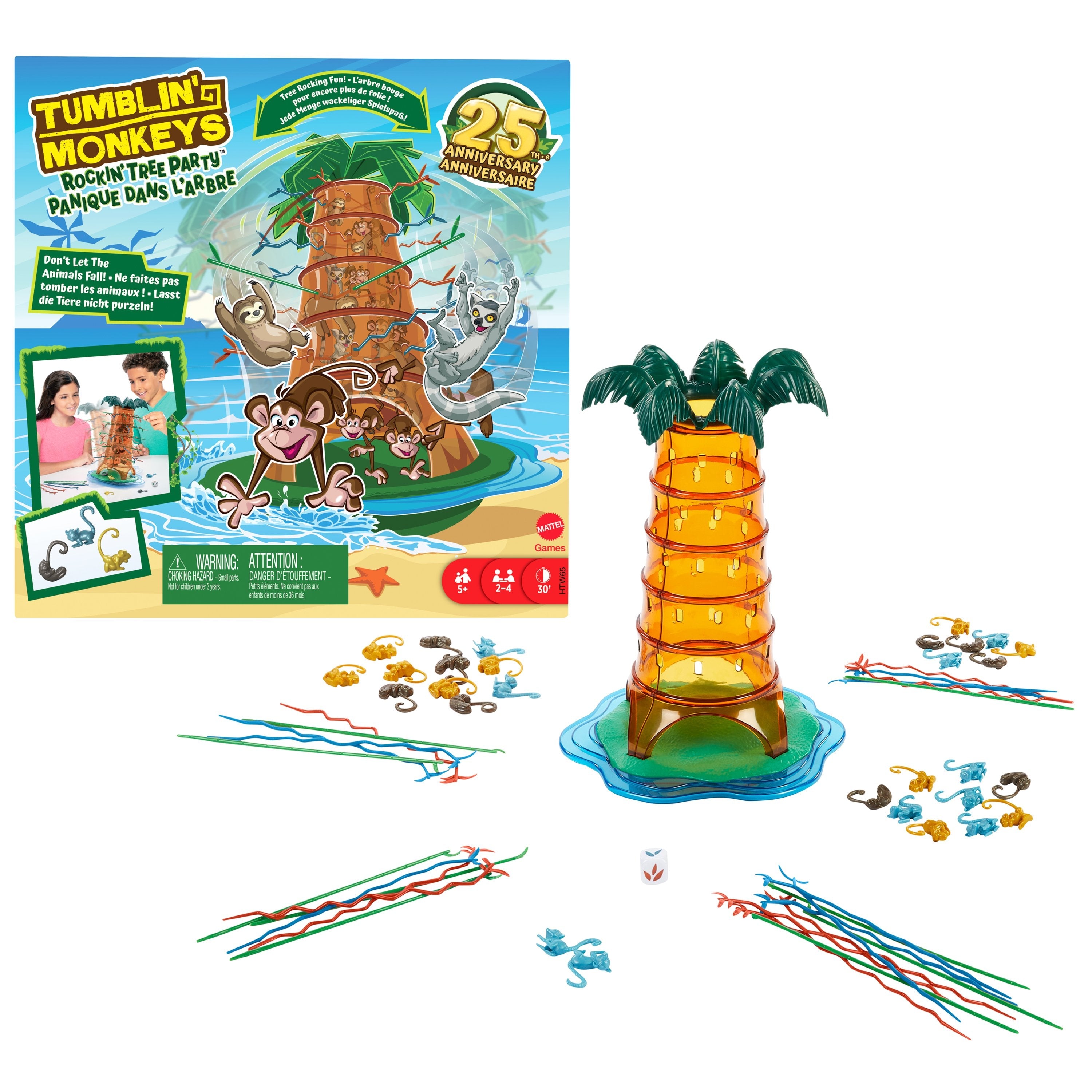 Mattel Sos Monkey Alarm: Swing Palm Party, Juego De Habilidad Htw65