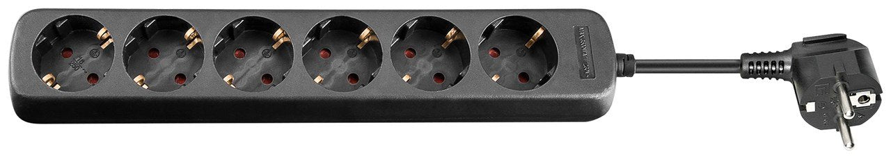 Regleta De 6 Tomas Sin Interruptor Negra Y 1,5 M Goobay 16a 3500w