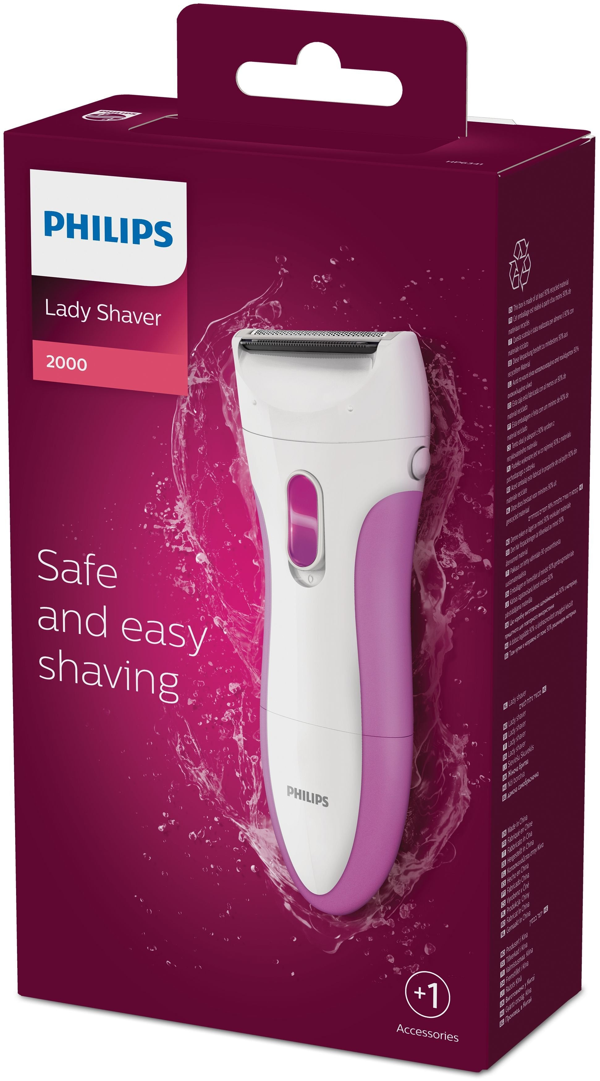 Philips Hp6341/00 Maquinilla De Afeitar Para Mujer Rosa, Blanco 1 Cabezal