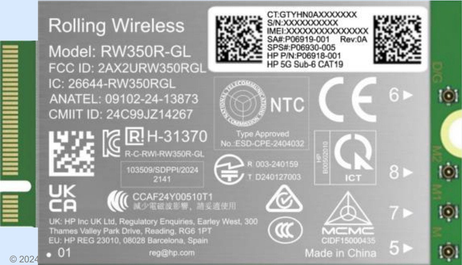 EAN 198990490243 - HP 5G Sub-6 WWAN tarjeta y adaptador de interfaz Interno imagen 1