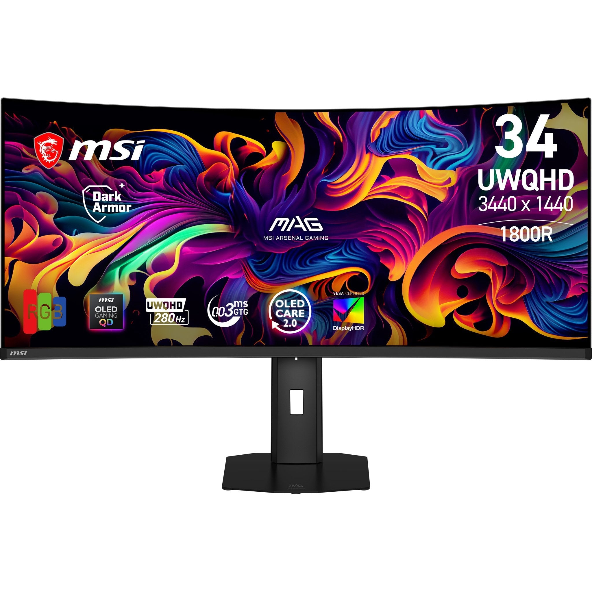 Msi Mag 341cqp Qd-Oled X28 Monitor De Pc 86,4 Cm (34) 3440 X 1440 Pixels Ultrawide Quad Hd Negro