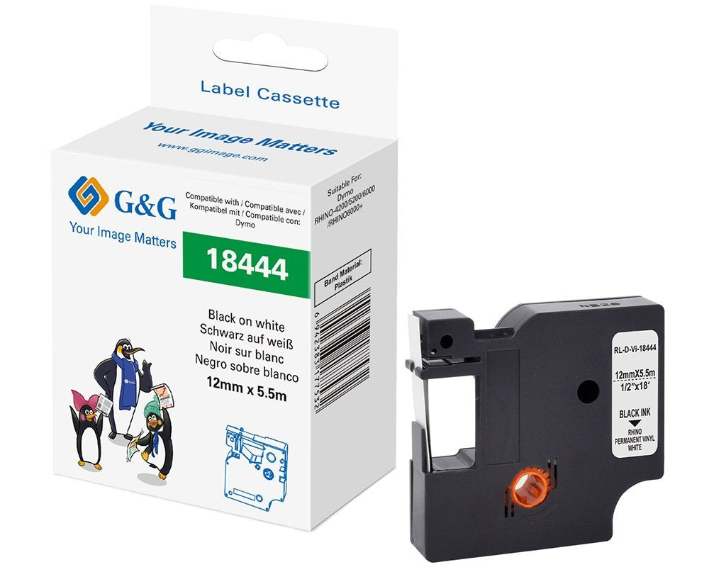 G&G Vinyl Cinta Para Etiquetadora Compatible Con Dymo Rhino 18444