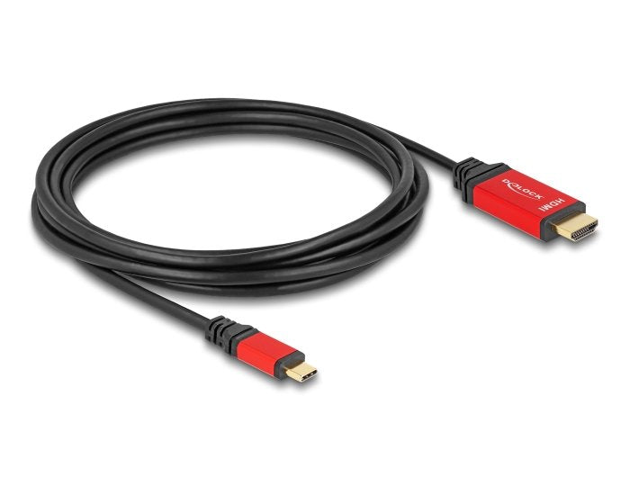 Delock 80097 Cable Usb Type-C A Hdmi (Modo Dp Alt) 8k 60 Hz Con Función Hdr 3 M Rojo
