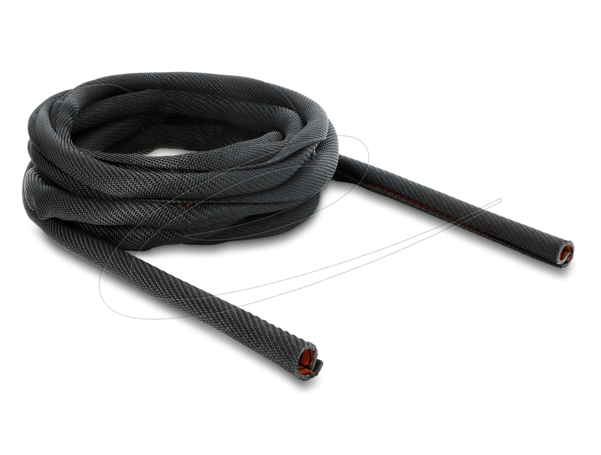 Delock Cableschutzschlauch Mit Orangener Verschleissanzeige Selbstschliessend Doppellagig 5 M X 10 Mm Schwarz