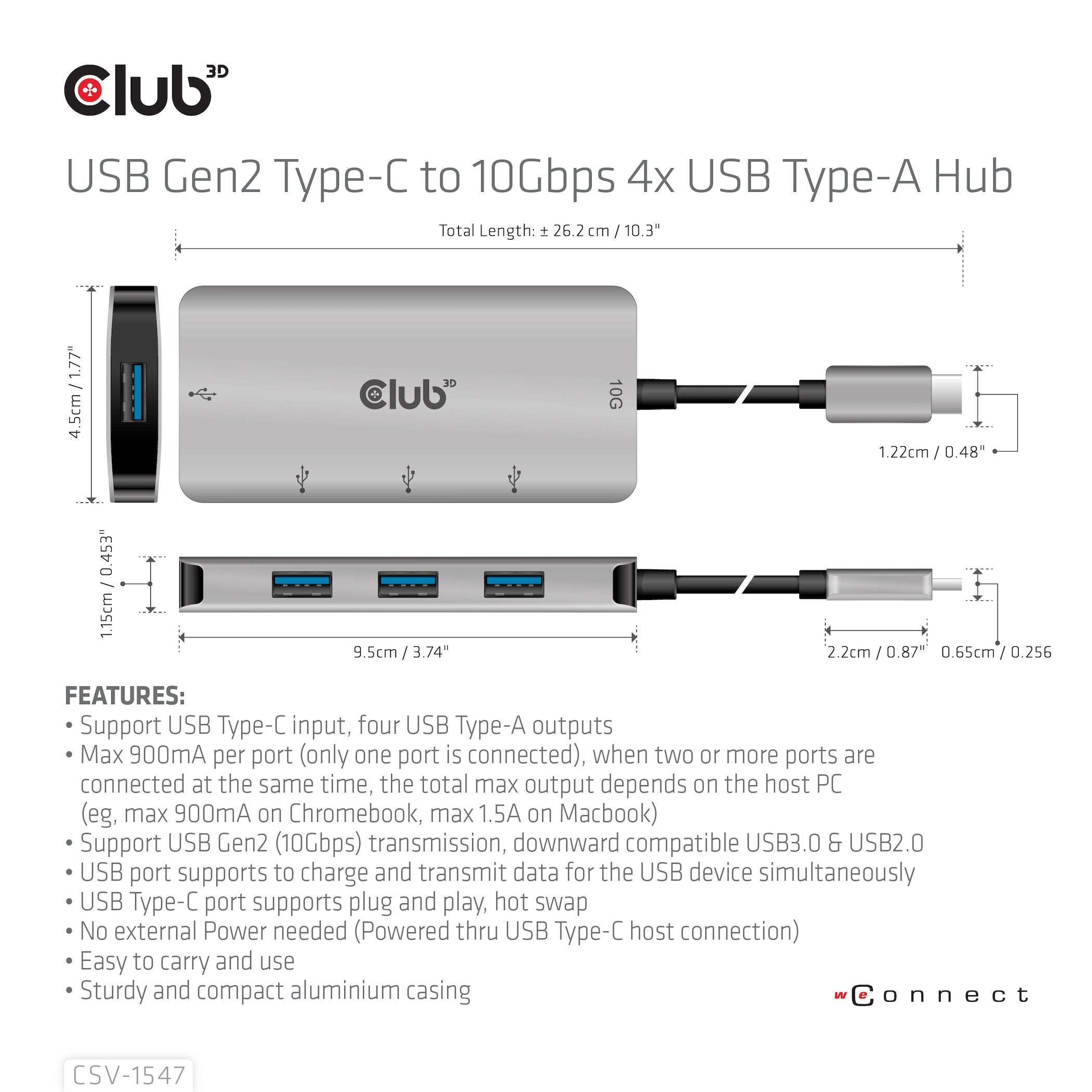 EAN 8719214472375 - CLUB3D CSV-1547 hub de interfaz USB 3.2 Gen 2 (3.1 Gen 2) Type-C 10000 Mbit/s Negro, Plata imagen 8