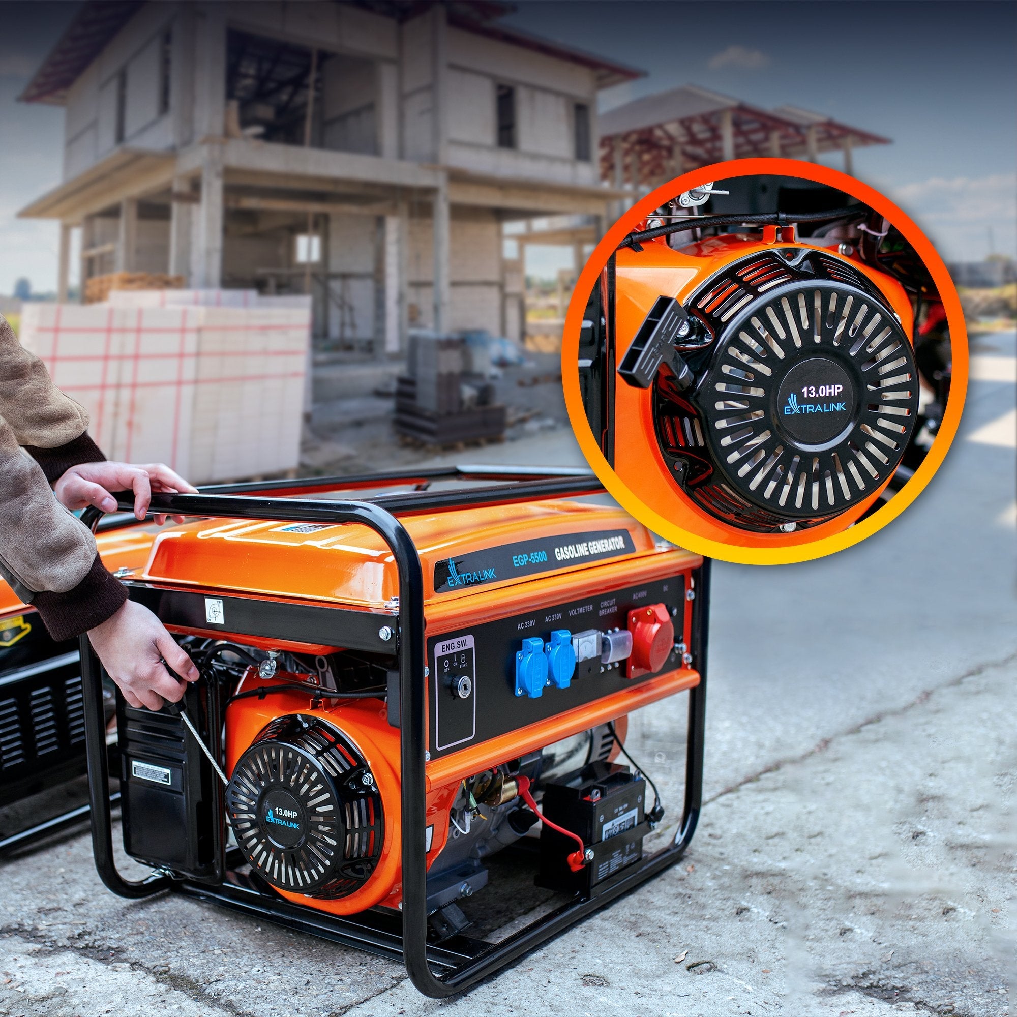 EAN 5905090330356 - Extralink EX.30356 motor-generador 5000 W 25 L Negro, Naranja imagen 9