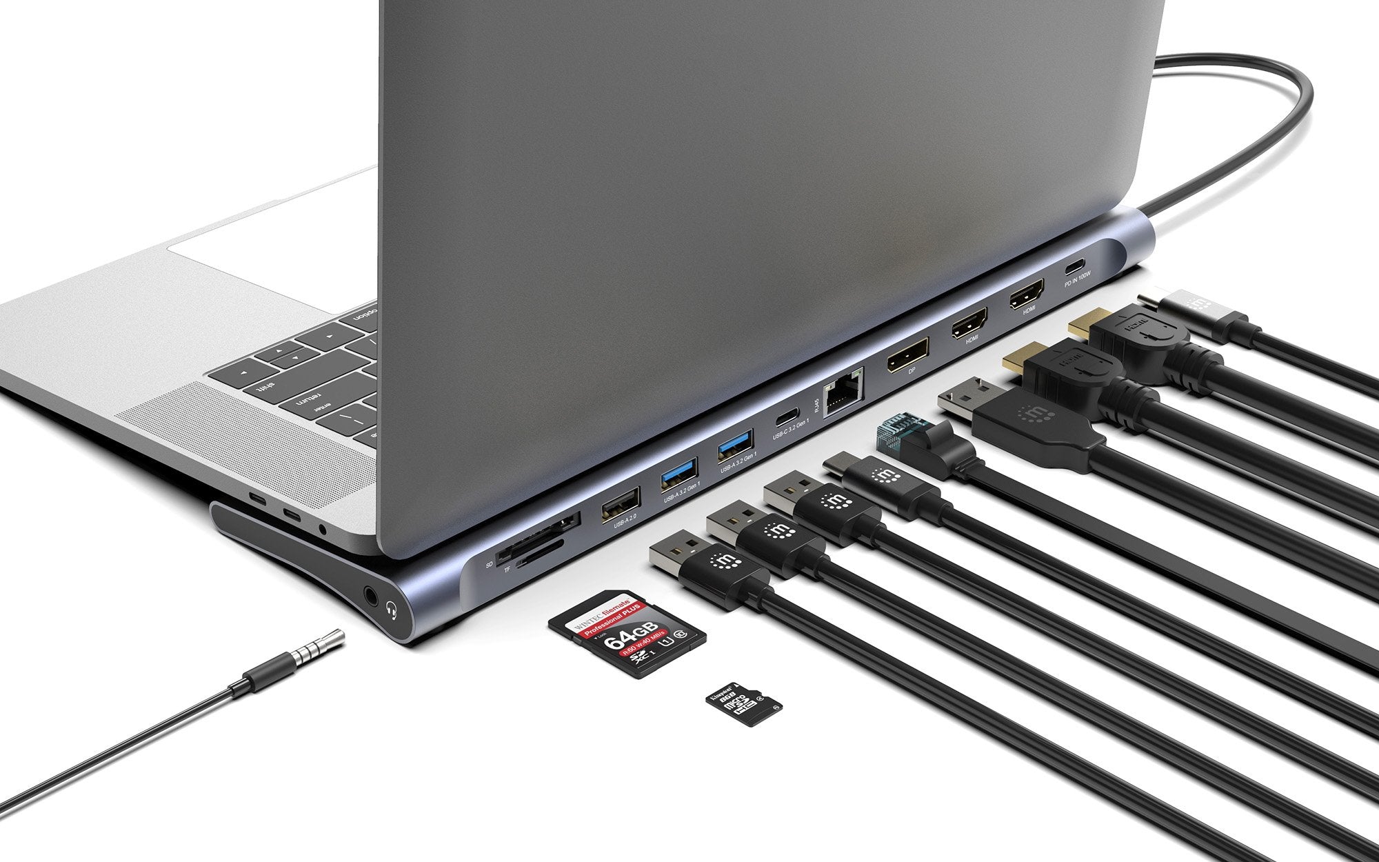 Manhattan Dockingmation 12-In-1 4k 1xhdmi 2xdp 3xusb-A