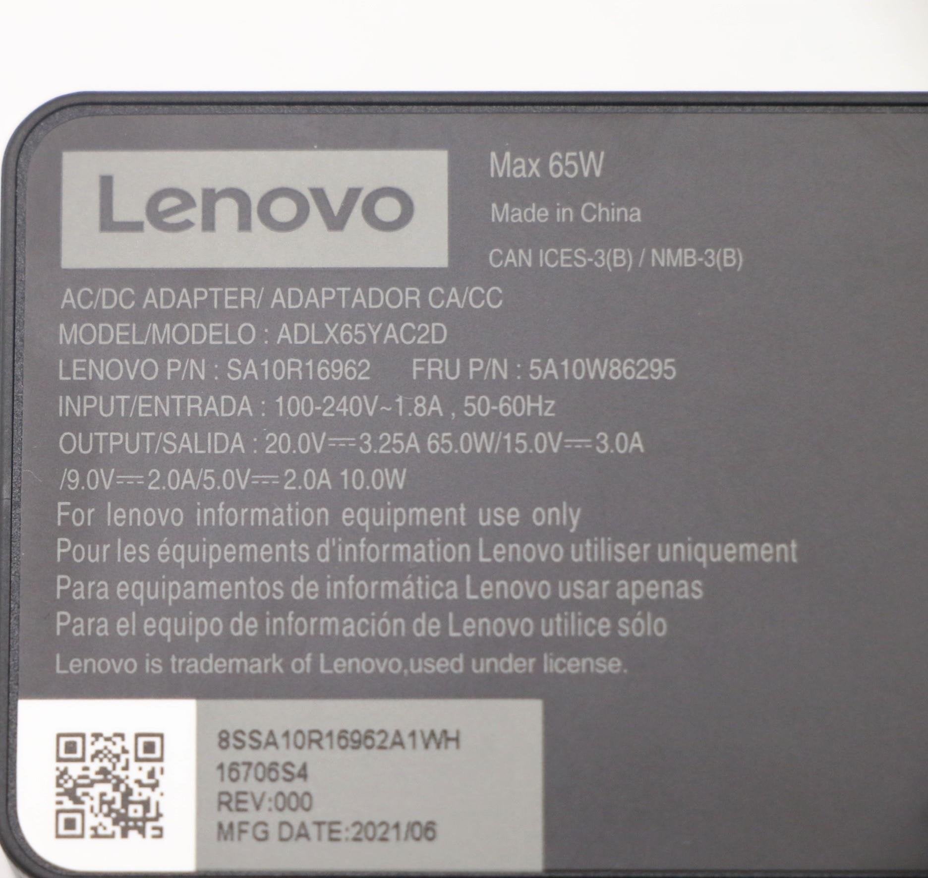 EAN 5704174656593 - Lenovo 5A10W86295 adaptador e inversor de corriente Interior 65 W Negro imagen 8