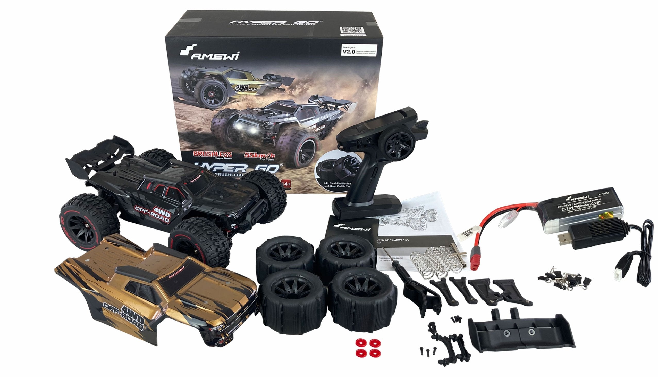 EAN 4262408972990 - Amewi Hyper GO modelo controlado por radio Truggy Motor eléctrico 1:14 imagen 2