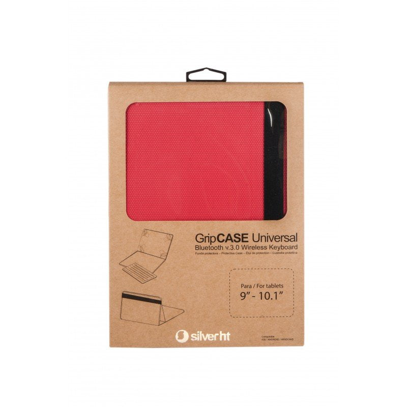 Funda Universal Gripcase Silver Ht Para Tablet 9-10\11 + Teclado Bluetooth Rojo