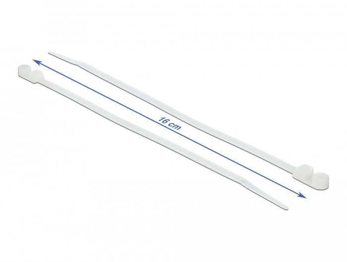 Delock Cablebinder Mit Befestigungsöse L 160 X B 4,8 Mm Weiss 10 Stück