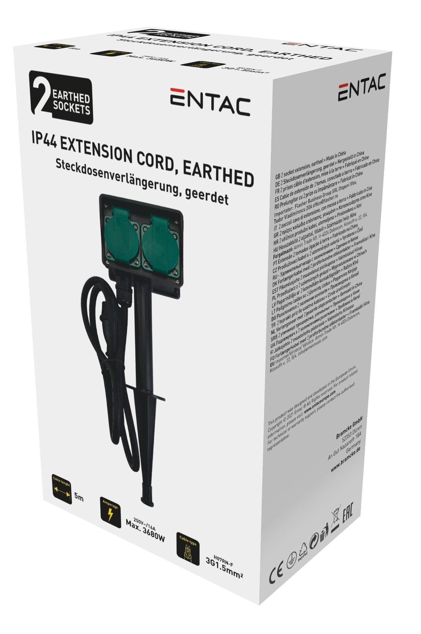 Entac Gartenmeckdose Con Erdspiess Ip44 2fach 5m