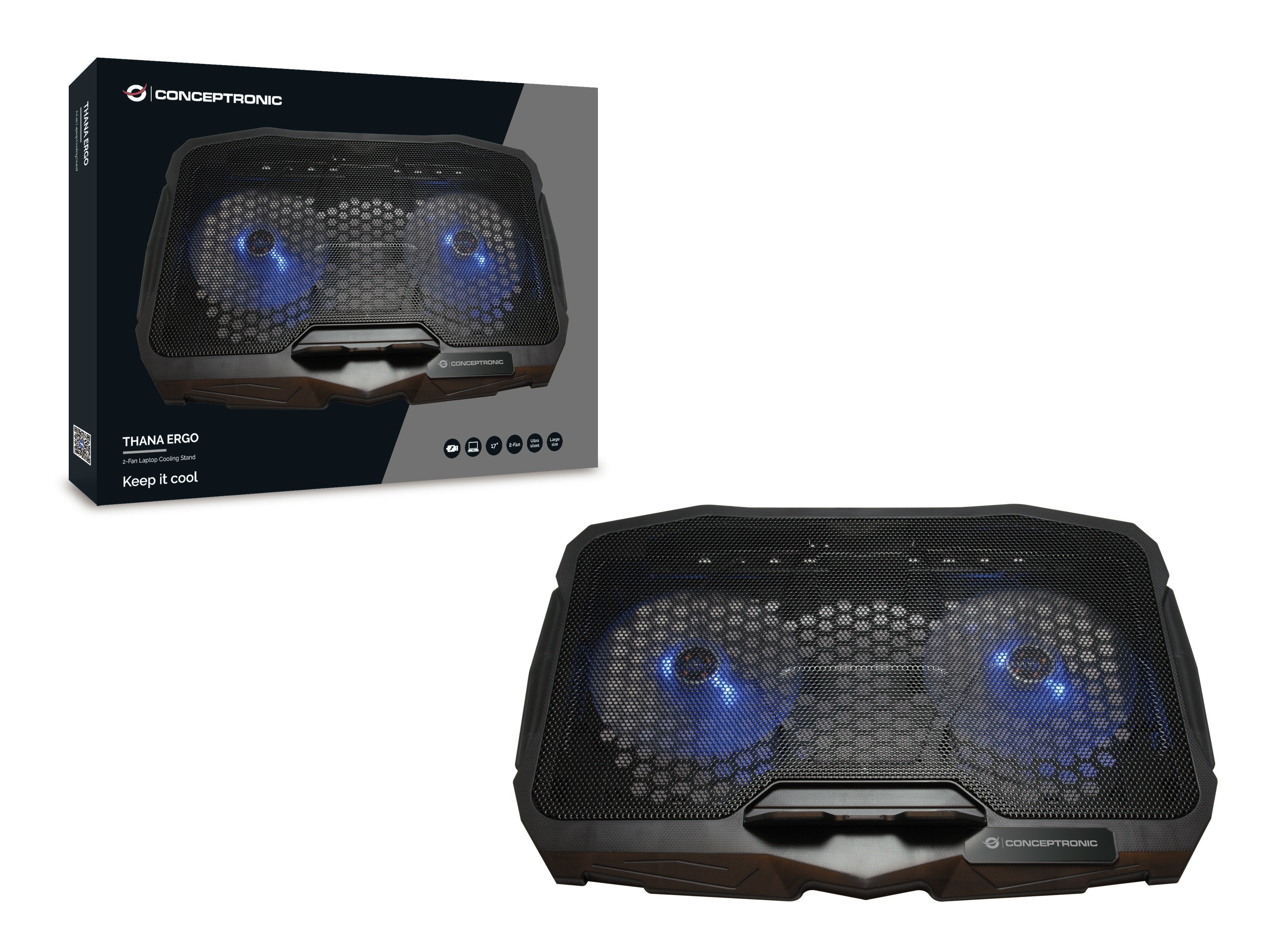 Conceptronic 2-Fan Cooling Pad (17.0")/ Ergonomisch