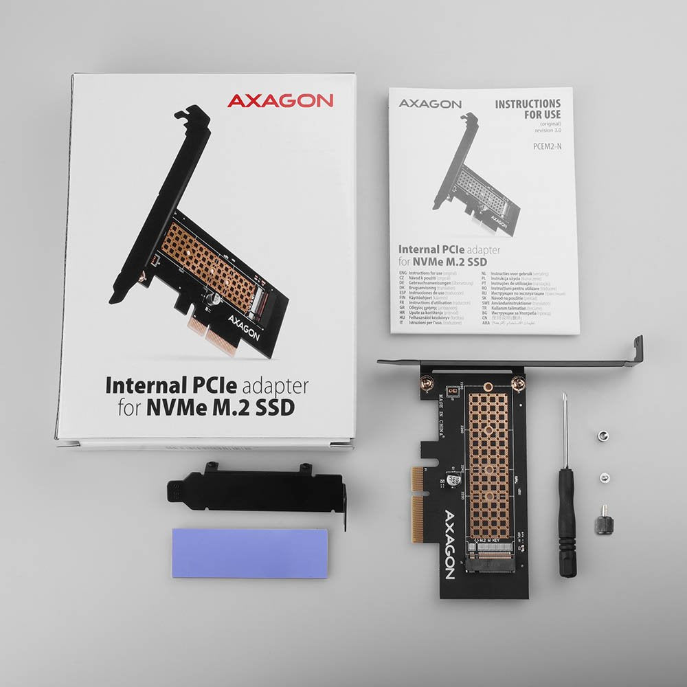Axagon Pcem2-N Tarjeta Pcie X4, 1 Ranura M.2 Nvme M-Key, Sp Y Lp