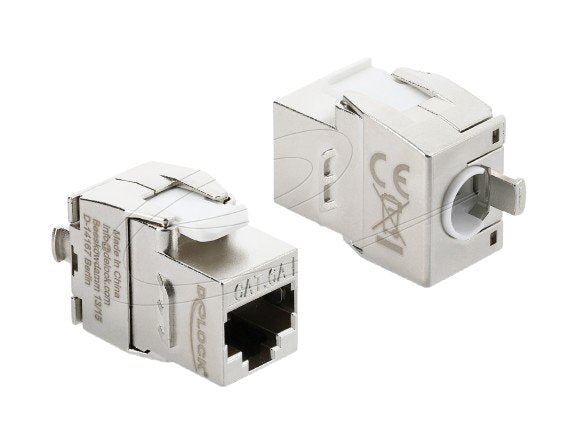 Keystone Modul Rj45 Buchse Zu Lsa Cat.6a Werkzeugfrei Geschirmt Metall Silber Weiss