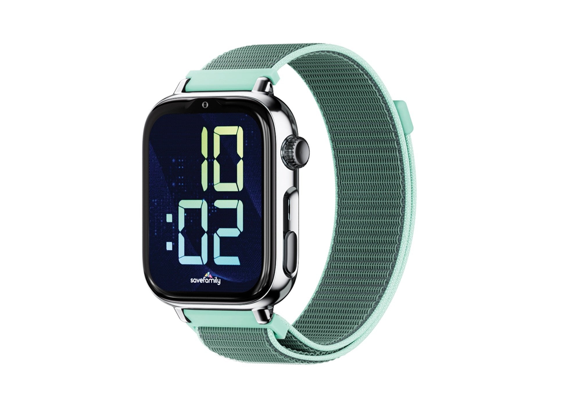 Savefamily Reloj Inteligente Infantil Savewatch Plus 2 - Pantalla Amoled - Carcasa Plateada - Correa Tela Ocean