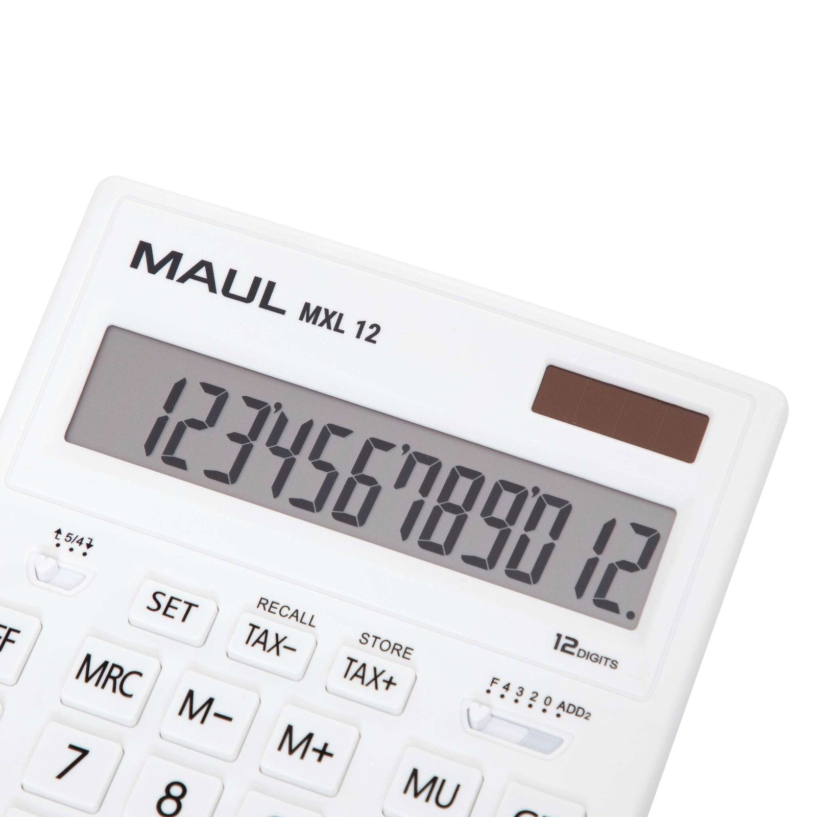 Maul Calculadora Bolsillo Mxl 12 Pantalla Grande De 12 Dígitos Calculadora Grande Con Funciones Comerciales Calculadora Con Batería Y Energía Solar 20,5 X 15,5 X 3,5 Cm Blanco