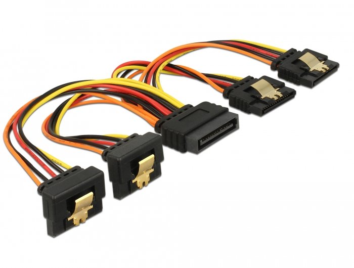 Delock Cable Sata 15 Pin Strom Stecker Mit Einrastfunktion > Sata 15 Pin Strom Buchse 2 X Gerade 2 X Unten 15 Cm