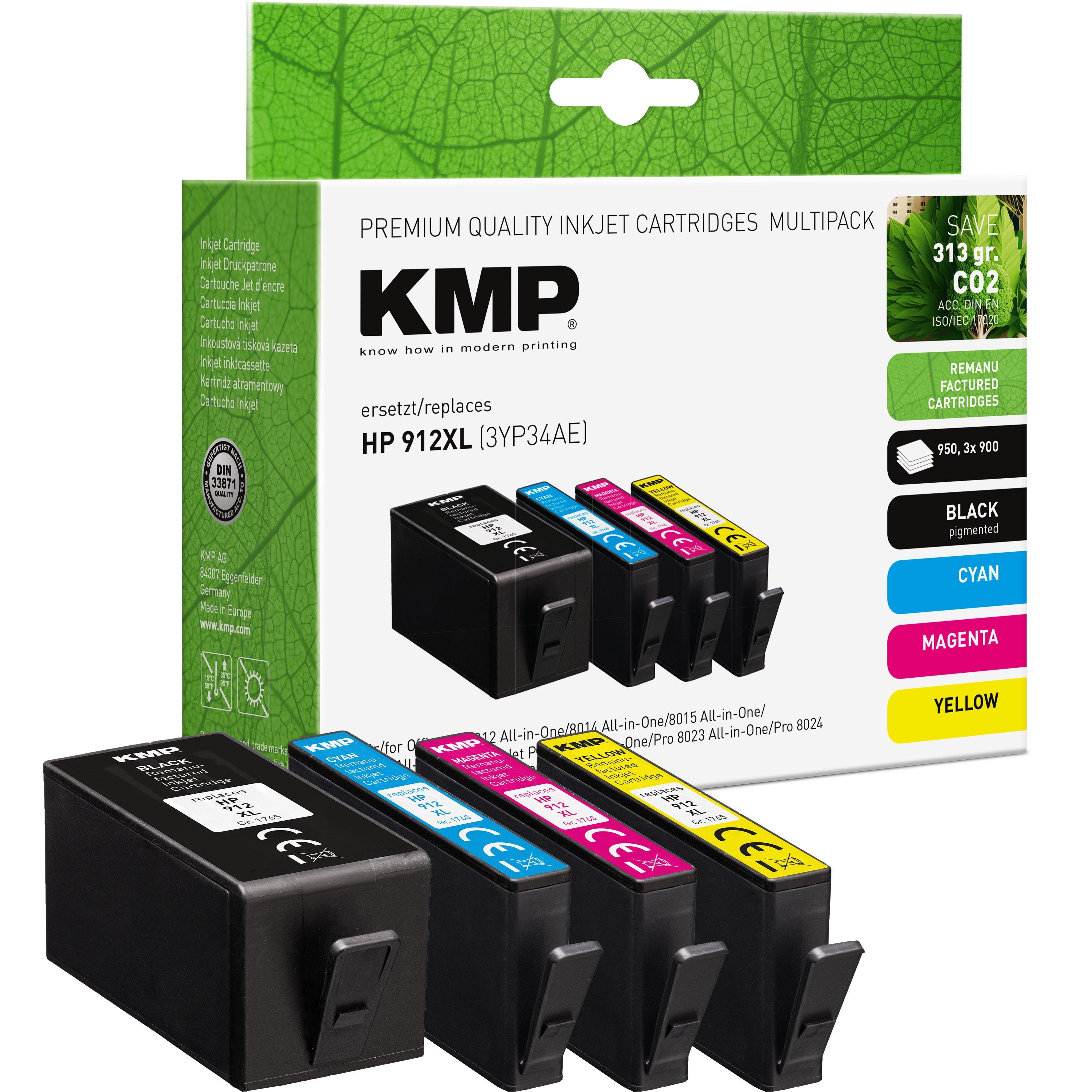 Kmp Cartucho Hp Hp912xl 3yp34ae Bk C M Y Multipack Remanufactured