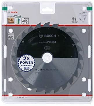 Hoja De Sierra Circular Bosch Professional Standard Para Madera, Ø 216 Mm, Orificio 24z De 30 Mm, Para Tronzadoras A Batería 2608837721
