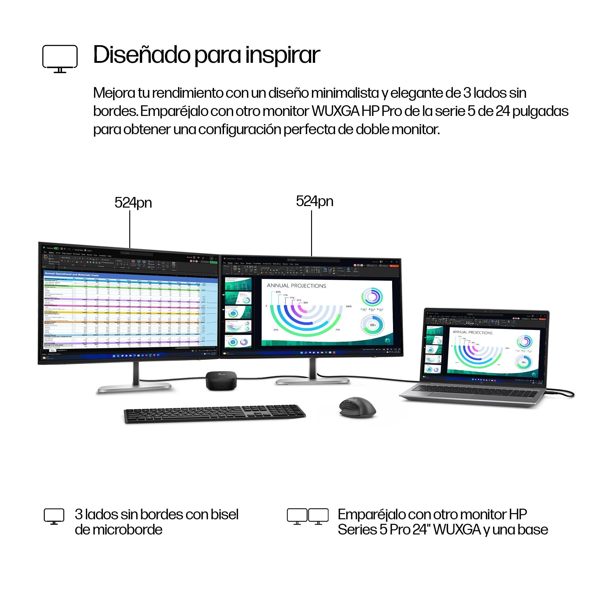 Monitor Hp Series 5 Pro De La Serie 5 Con Resolución Wuxga De 24 "524 Pn