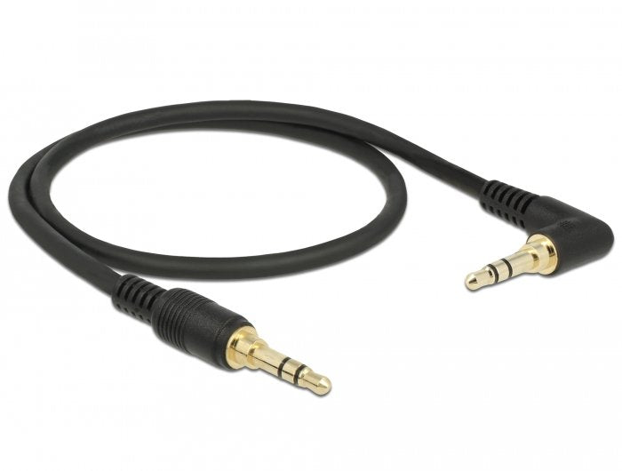 Delock Klinkencable 3,5 Mm 3 Pin Stecker > Stecker Gewinkelt 0,5 M Schwarz