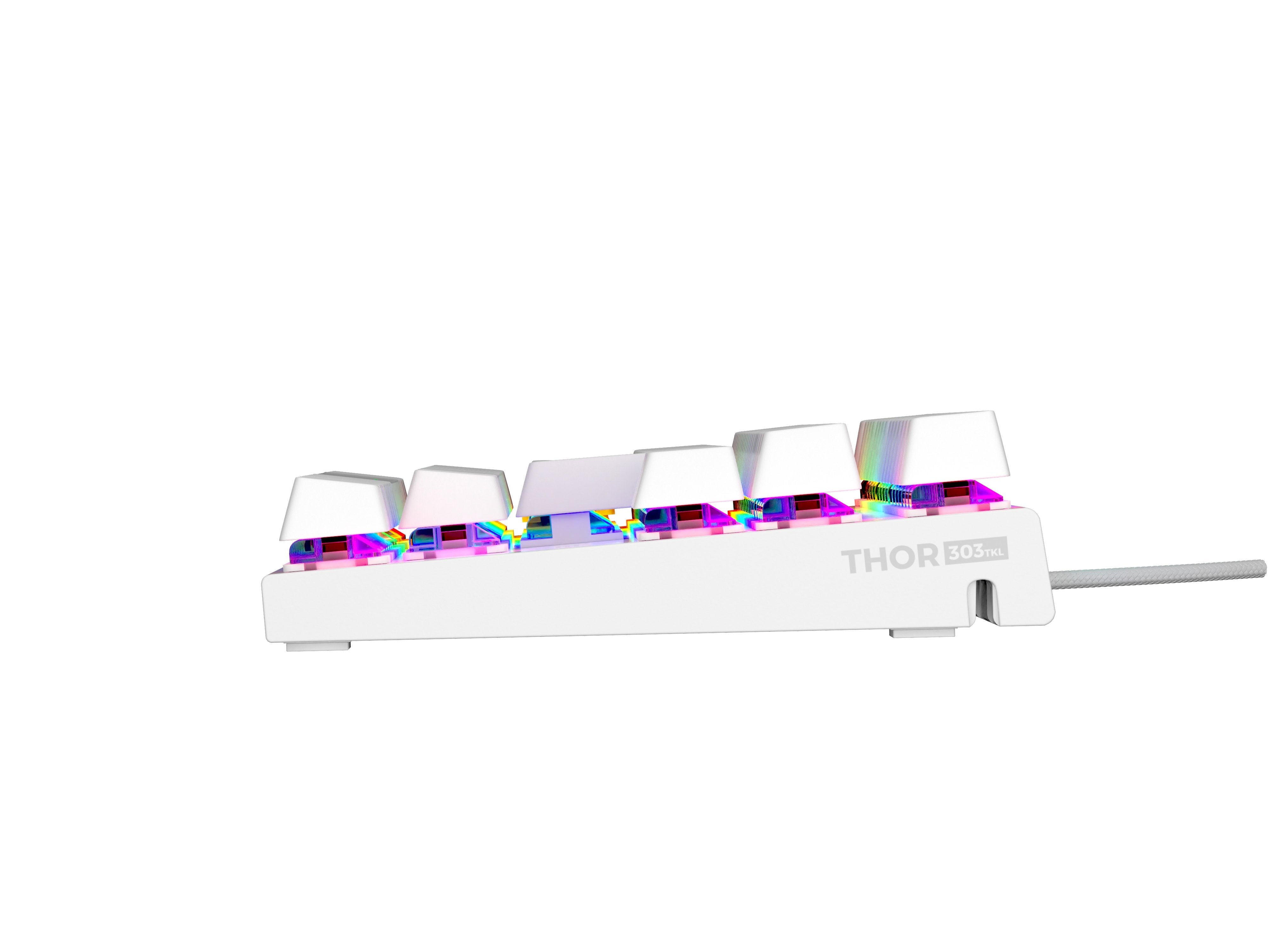 Teclado (Ingles) Mecánico Gaming Genesis Thor 303 Tkl Blanco Ee. Uu. Rgb