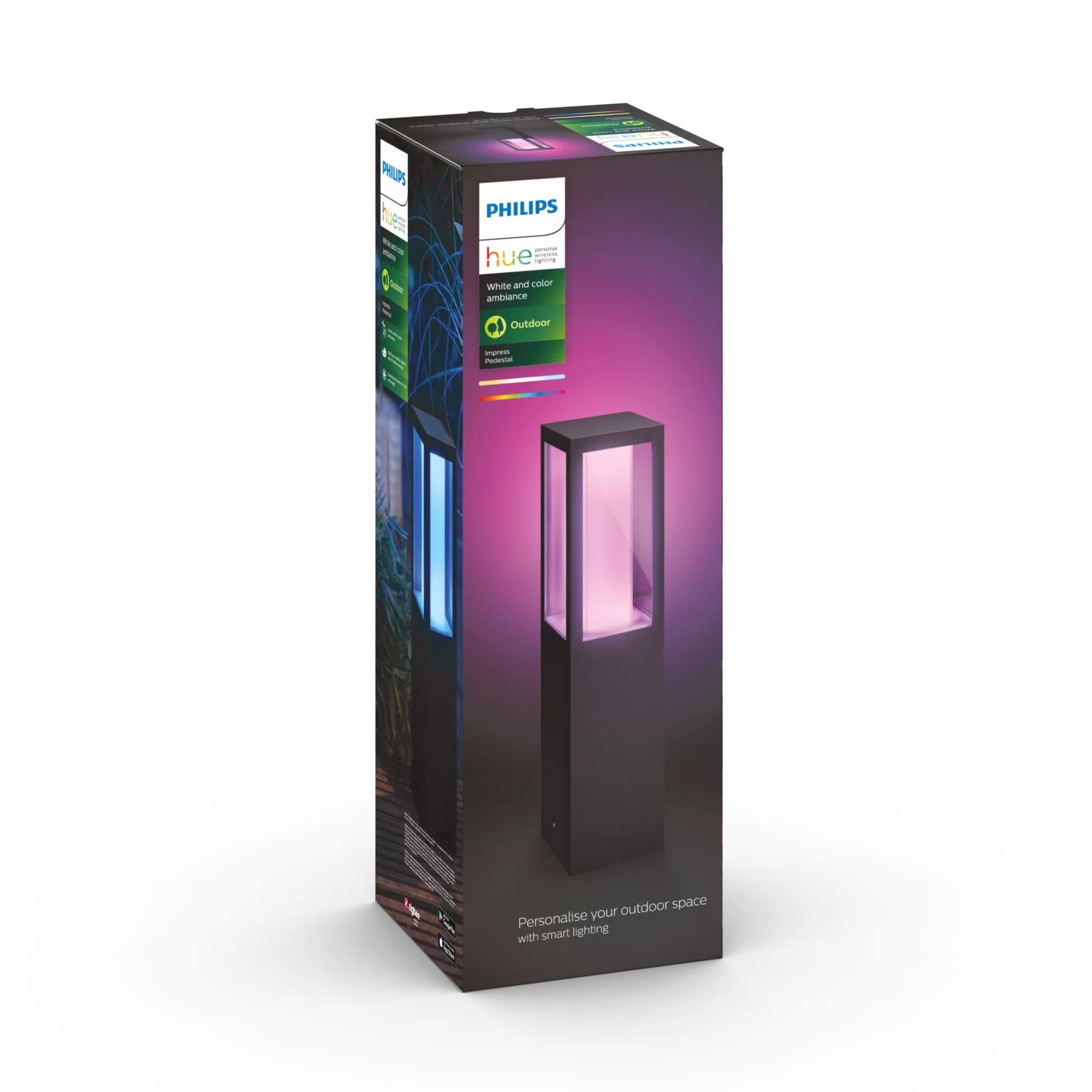 Soporte Para Exteriores Philips Impress, Blanco Y Ambiente De Color, Led Integrado De 8 W, Antracita
