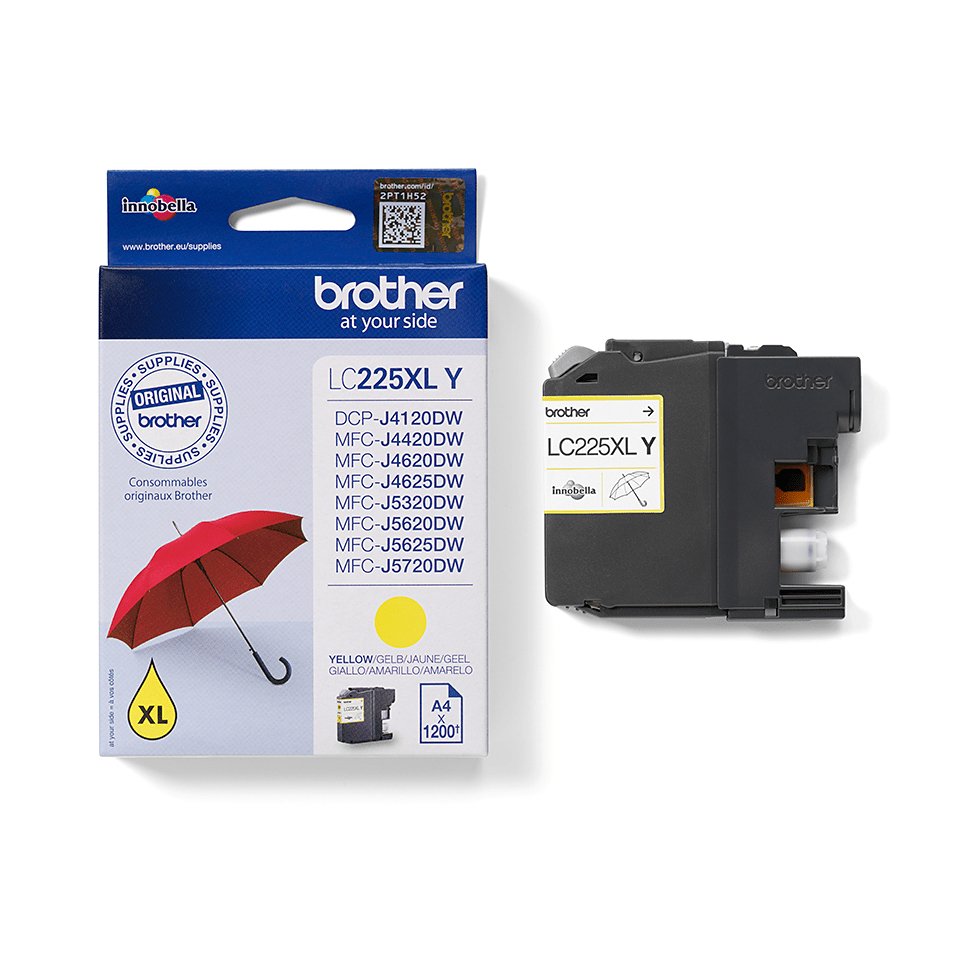 Brother Lc-225xl Ink Cartridge Amarillo High Capacity 1200 Pages 1-Pack