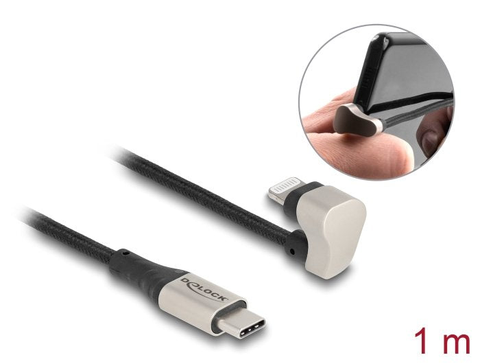 Delock Daten- Y Cable De Carga Usb Tipo-C A Lightning 180° Angular 1 M Mfi