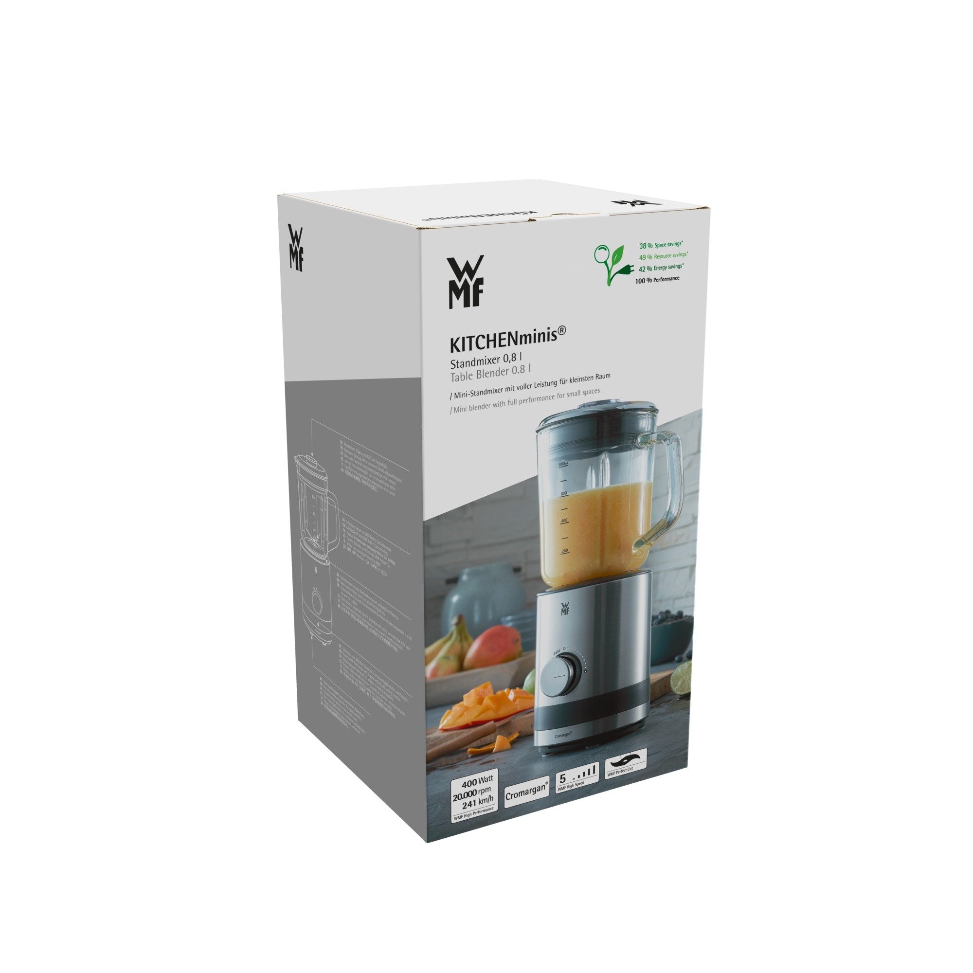 Batidora De Vaso Wmf Kitchenminis 0416490011 0,8 L 400 W Negro, Acero Inoxidable, Transparente