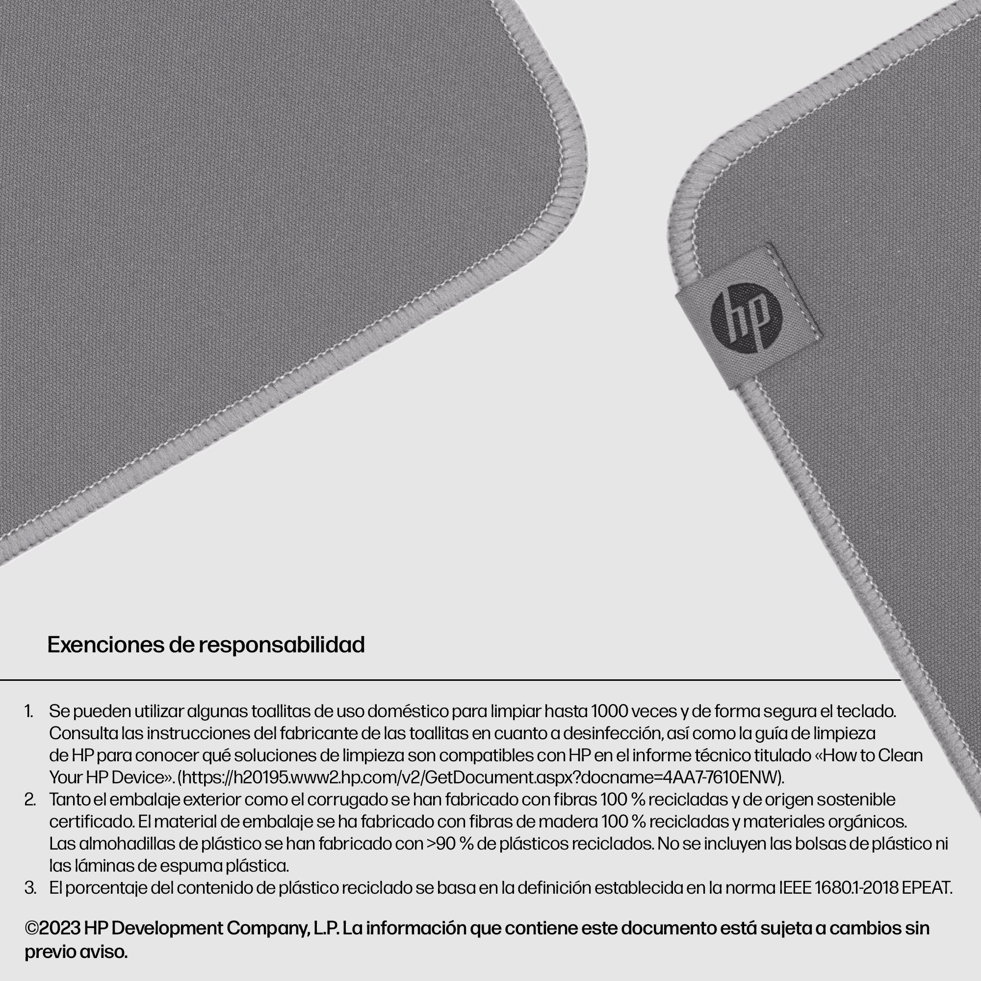 EAN 0197498446769 - HP 100 Sanitizable Mouse Pad Gris imagen 5