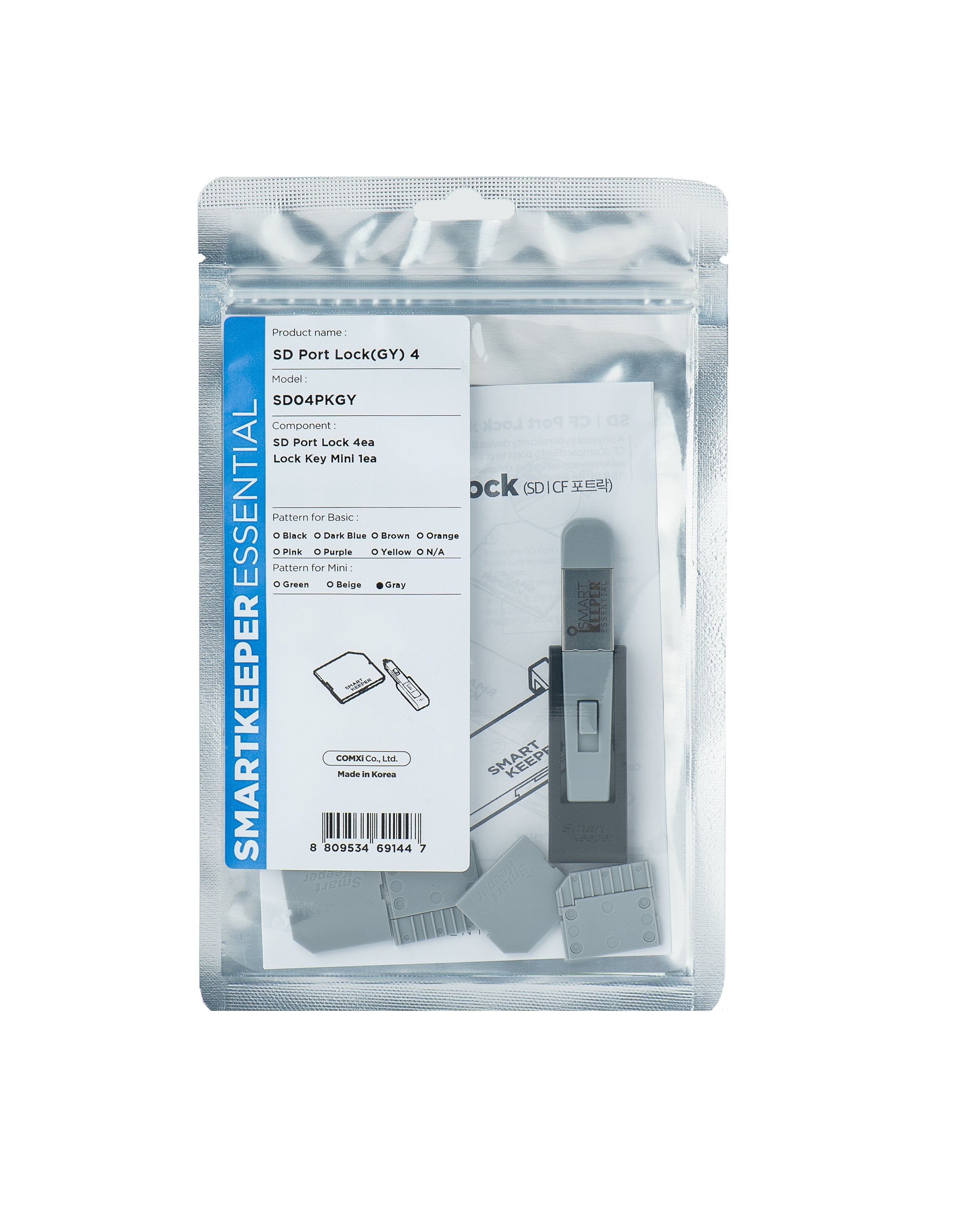 Smartkeeper Mini Sd Port Lock 4 - 1x Klíc + 4x Záslepka, Edá