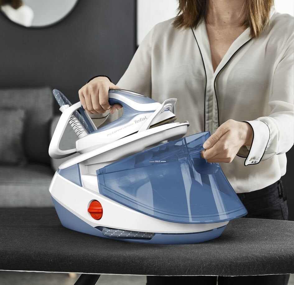 EAN 3121040085103 - Tefal Pro Express Ultimate II GV9710 1,2 L Durilium Airglide Autoclean Ultra Thin soleplate Azul, Blanco imagen 9